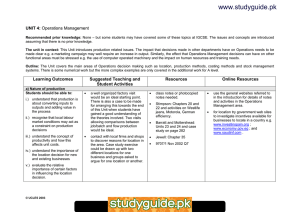 www.studyguide.pk UNIT 4: Operations Management