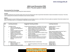 www.studyguide.pk AS/A Level Economics 9708 Unit 2: The price system in detail