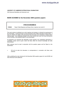 www.studyguide.pk MARK SCHEME for the November 2004 question papers  9708 ECONOMICS