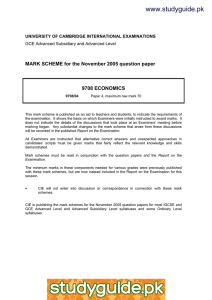 www.studyguide.pk MARK SCHEME for the November 2005 question paper  9708 ECONOMICS