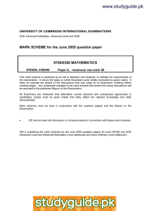 www.studyguide.pk  MARK SCHEME for the June 2005 question paper 9709/0390 MATHEMATICS