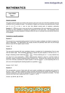 MATHEMATICS www.studyguide.pk