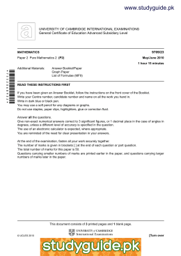MARK SCHEME for the June 2004 question papers 9709 MATHEMATICS www
