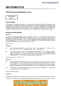 MATHEMATICS www.studyguide.pk GCE Advanced Subsidiary Level