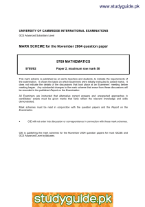 www.studyguide.pk  MARK SCHEME for the November 2004 question paper 9709 MATHEMATICS