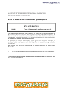 www.studyguide.pk  MARK SCHEME for the November 2004 question papers 9709 MATHEMATICS
