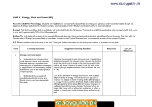 www.studyguide.pk UNIT 5    Energy, Work and Power (M1)