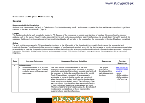 www.studyguide.pk Section 2 of Unit 03 (Pure Mathematics 3) Calculus