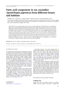 Fatty acid component in sea cucumber Apostichopus japonicus from different tissues