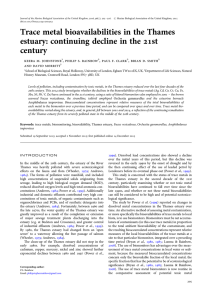 Trace metal bioavailabilities in the Thames century keera m. johnstone