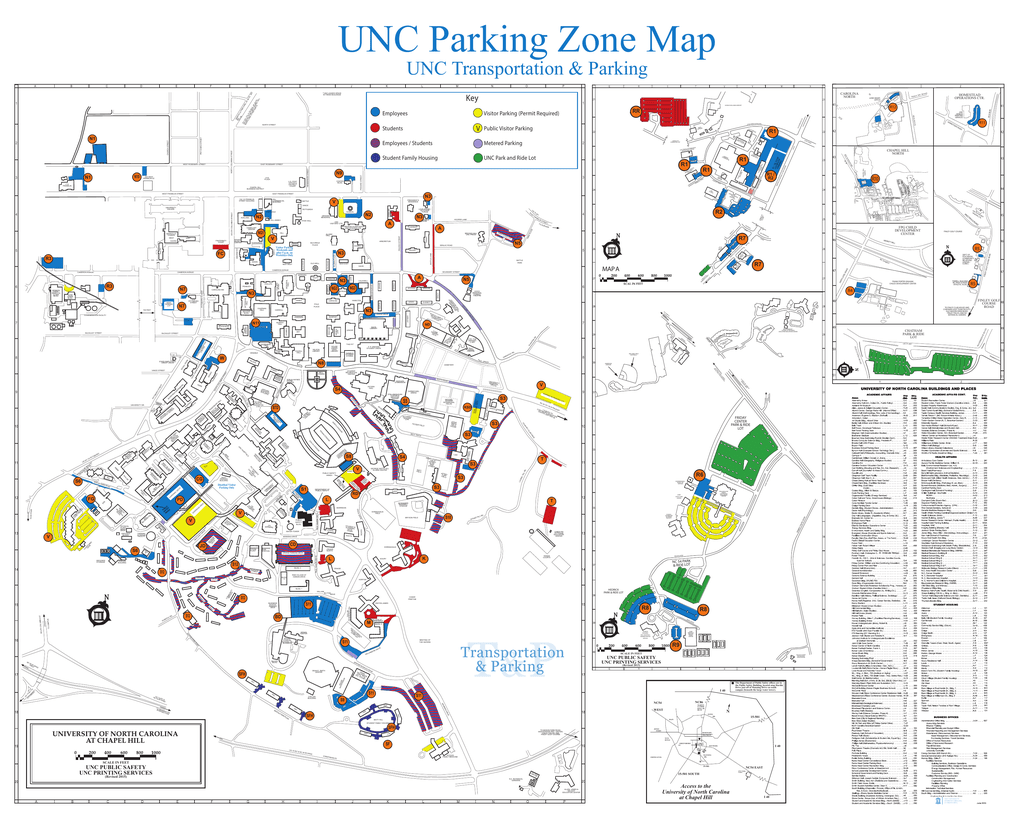 Unc Parking Zone Map Unc Transportation Amp Parking