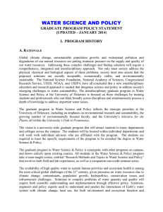 WATER SCIENCE AND POLICY  GRADUATE PROGRAM POLICY STATEMENT (UPDATED – JANUARY 2014