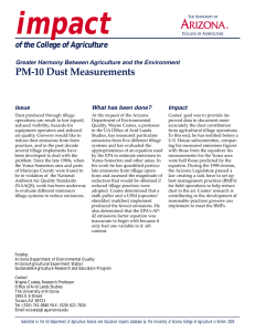 impact PM-10 Dust Measurements of the College of Agriculture