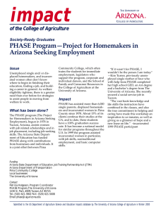 impact PHASE Program—Project for Homemakers in Arizona Seeking Employment