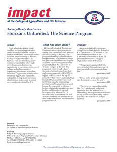impact Horizons Unlimited: The Science Program Society-Ready  Graduates