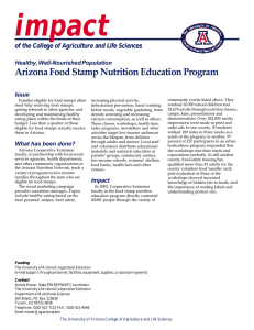 impact Arizona Food Stamp Nutrition Education Program Healthy, Well-Nourished Population