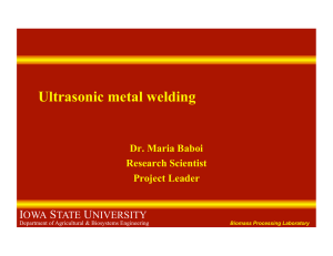 Ultrasonic metal welding I S U
