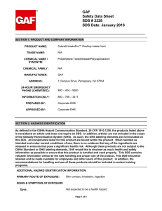 GAF Safety Data Sheet SDS # 2228 SDS Date: January 2016