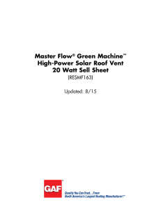 Master Flow Green Machine  High-Power Solar Roof Vent