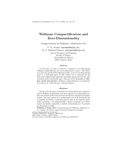 Wallman Compactification and Zero-Dimensionality Compactaciones de Wallman y Dimensi´on Cero
