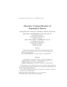 Operator Compactification of Topological Spaces Compactificaci´ on de Espacios Topol´
