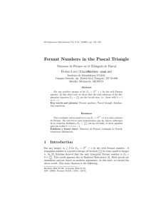 Fermat Numbers in the Pascal Triangle Florian Luca ()