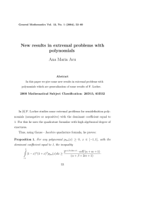 New results in extremal problems with polynomials Ana Maria Acu