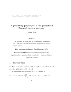 A preserving property of a the generalized Bernardi integral operator Mugur Acu
