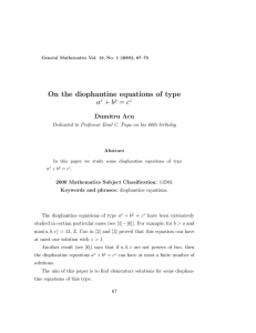 On the diophantine equations of type b c a