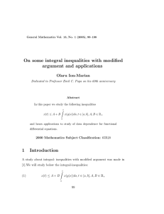On some integral inequalities with modified argument and applications Olaru Ion-Marian