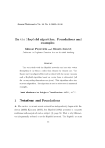 On the Hopfield algorithm. Foundations and examples Nicolae Popoviciu Mioara Boncut¸