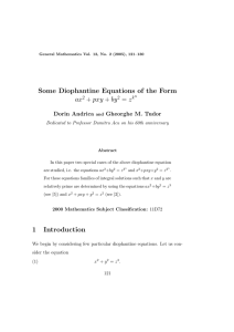 Some Diophantine Equations of the Form pxy z ax
