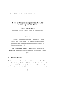 A set of tangential approximation by meromorphic functions Gohar Harutjunjan