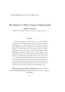 The Identity of Three Classes of Polynomials Andrei Vernescu