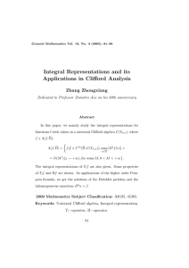 Integral Representations and its Applications in Clifford Analysis Zhang Zhongxiang