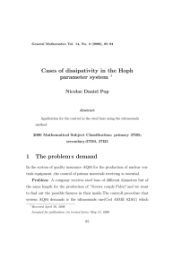 Cases of dissipativity in the Hoph parameter system 1 The problem