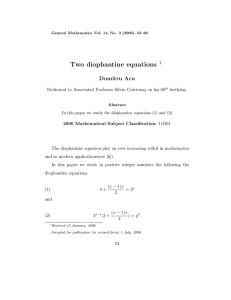 Two diophantine equations Dumitru Acu