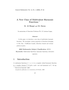A New Class of Multivalent Harmonic Functions K. Al Shaqsi M. Darus