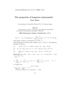 The properties of Laguerre polynomials Ioan T ¸ incu 1