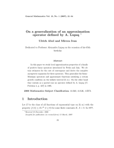 On a generalization of an approximation operator defined by A. Lupa¸ s