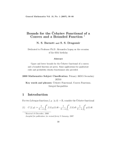 Bounds for the ˇ Cebyˇ sev Functional of a