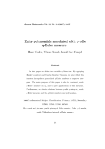 Euler polynomials associated with p-adic q-Euler measure