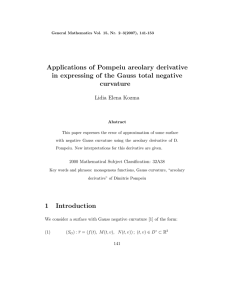 Applications of Pompeiu areolary derivative curvature Lidia Elena Kozma