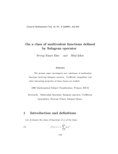 On a class of multivalent functions defined by Salagean operator and