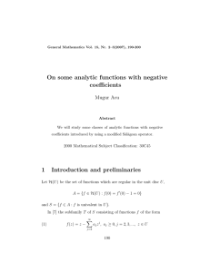 On some analytic functions with negative coefficients Mugur Acu