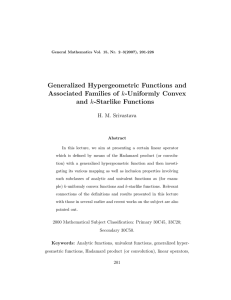 Generalized Hypergeometric Functions and k H. M. Srivastava