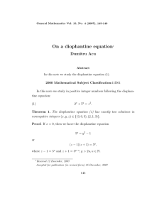 On a diophantine equation Dumitru Acu