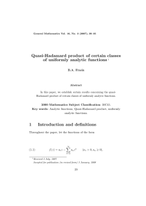 Quasi-Hadamard product of certain classes of uniformly analytic functions B.A. Frasin