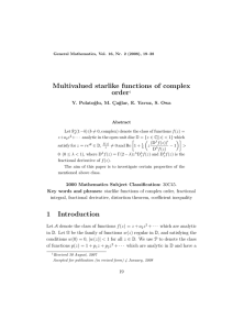 Multivalued starlike functions of complex order Y. Polato˜ glu, M. C
