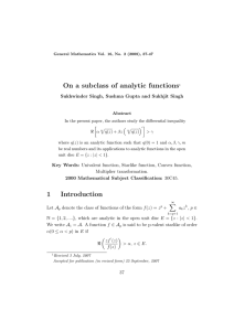 On a subclass of analytic functions